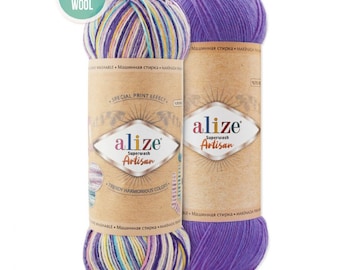 Alize Superwash Artisan Sock Yarn: Self-Striping Batik Wool