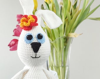 Crochet Bunny, Handmade Cotton Amigurumi Toy, Baby Gift