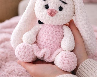Crochet Bunny Plush – Handmade White Amigurumi with Pink Dress