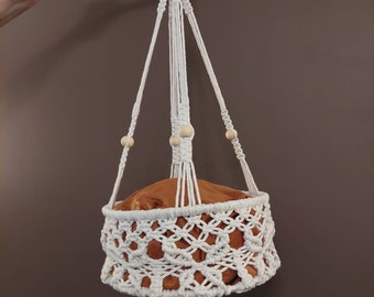 Cama para gatos colgante hecha a mano - Hamaca para gatos Macrame, columpio para gatos con almohada y árbol para gatos - Muebles únicos para gatos y regalo para amantes de los gatos