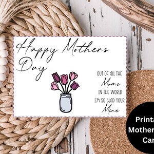 Tarjeta del Día de las Madres Imprimible - Flores - Simple