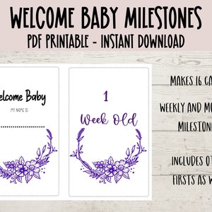 Jalons de bébé imprimables pour bébé fille