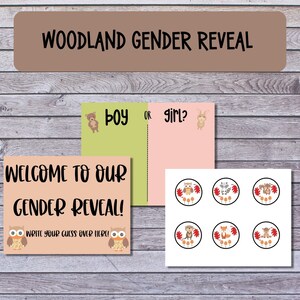 Woodland Animals Gender Reveal Printable