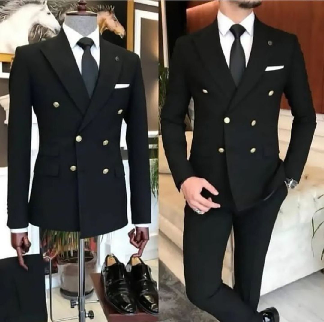 Men's Black Suit Wedding Suit Grooms Wear Suit 3 Piece - Etsy