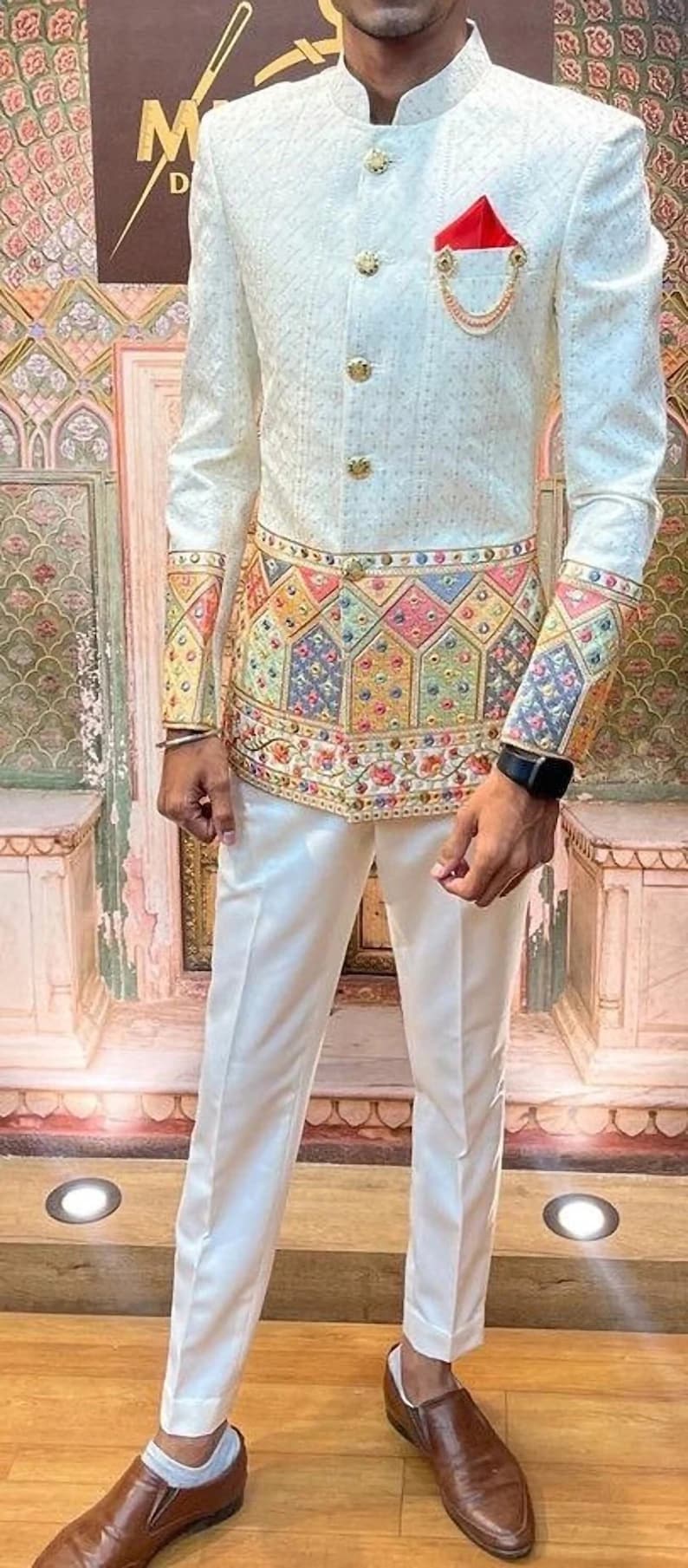 Aahil Handicraft Lucknowi Jodhpuri Suit With Trouser And image 1