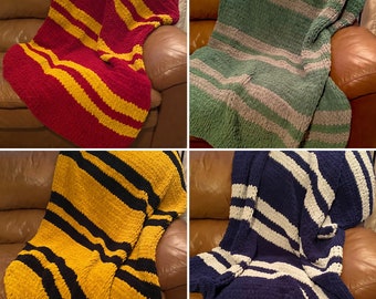 Knit Blanket Harry Potter House Blankets Handmade Hogwarts