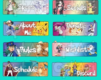Poke Monster Twitch Panels, Stream Overlay Pack (Digital Download)