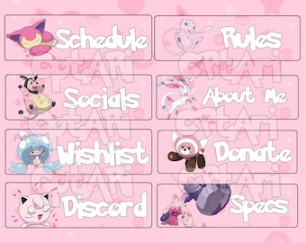 Cute Poke Monster Twitch Panels, Stream Pack (Digital Download)