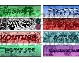 Yugioh Manga Twitch Panels – Anime PNG Stream Overlay (Digital Download)