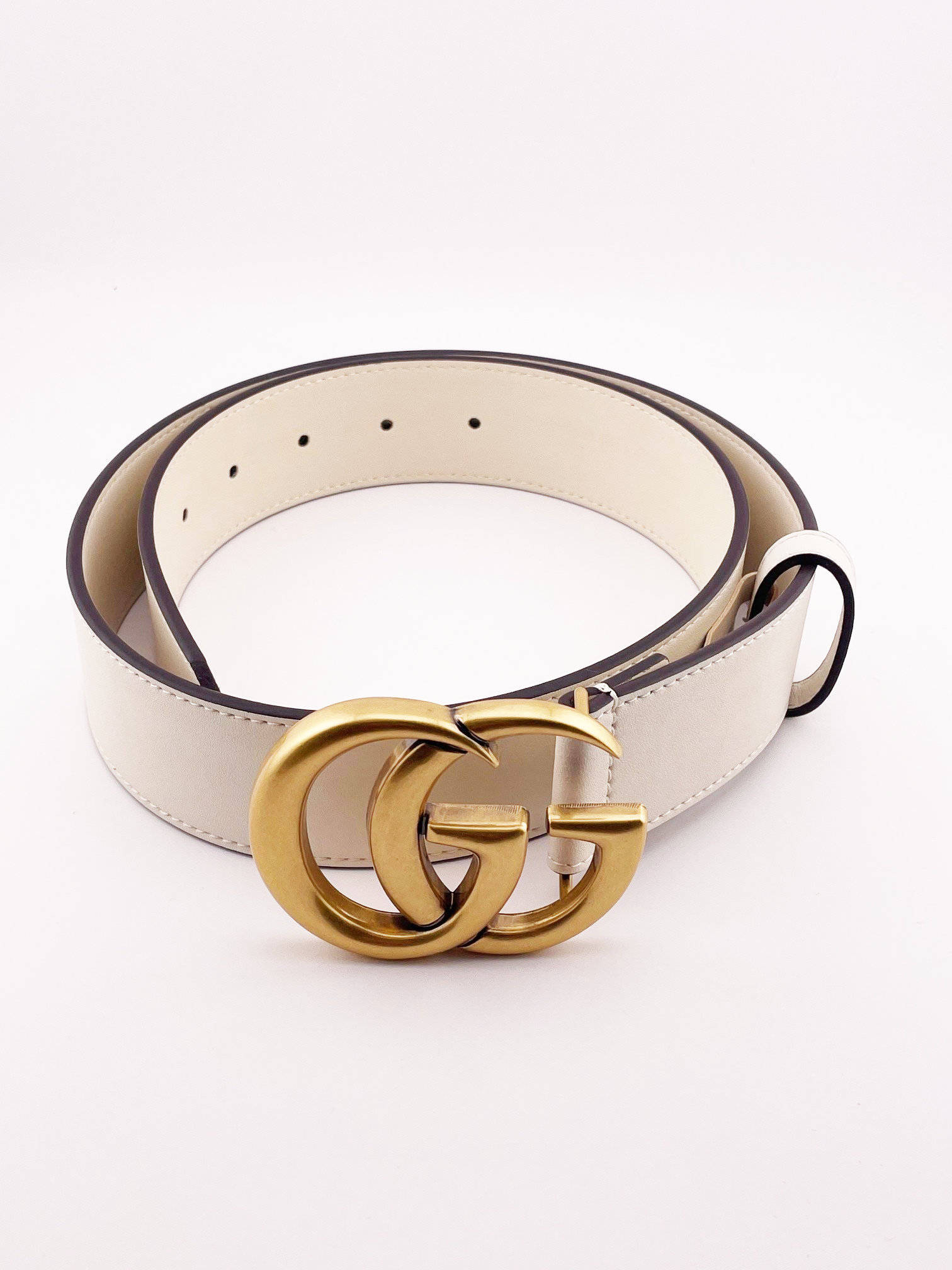 Gucci Thin Belt Double G Buckle .8 Width Pastel Blue in Calfskin Leather  with Palladium-tone - US