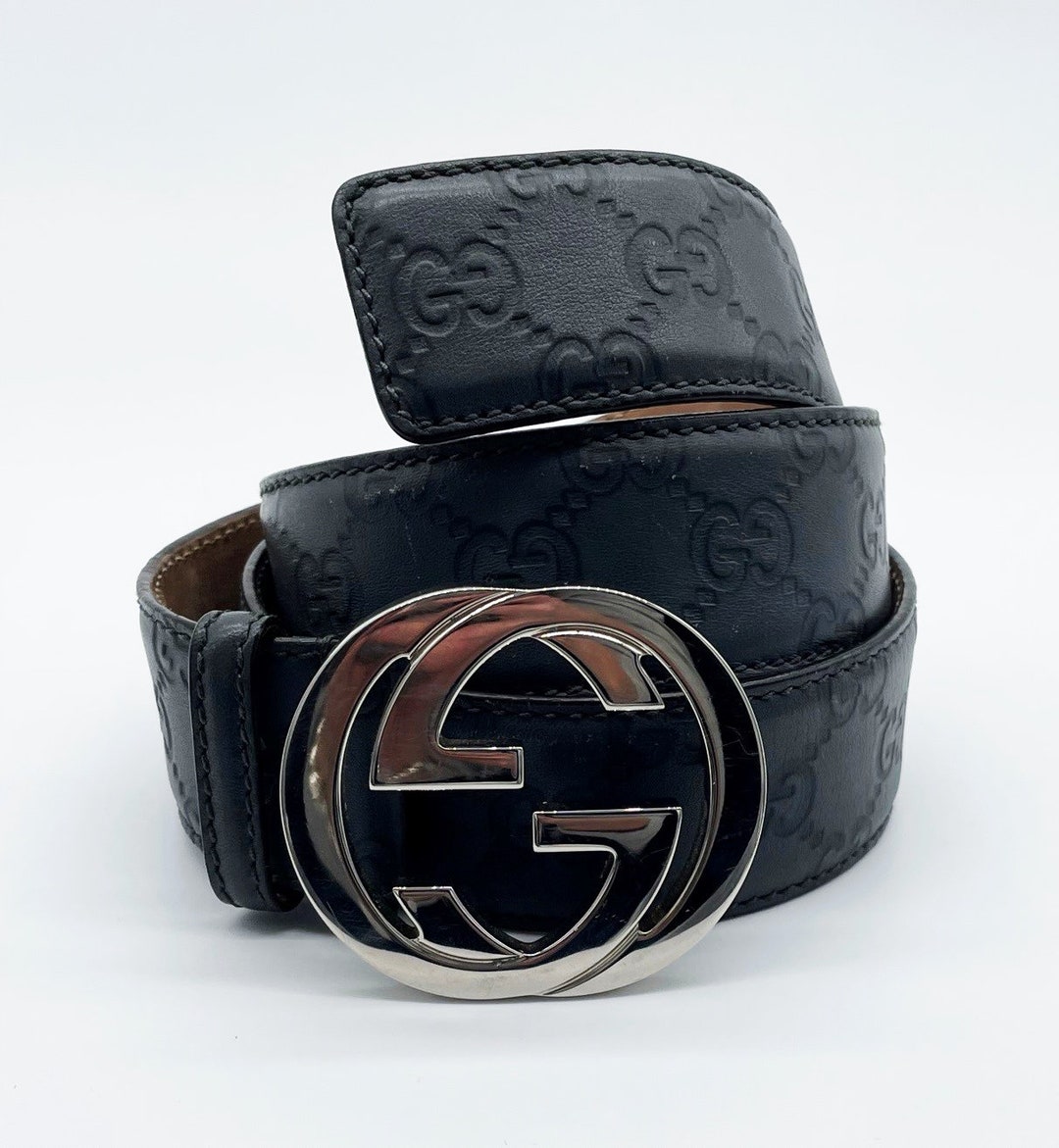 Gucci Interlocking GG Signature Leather Belt - Size 36