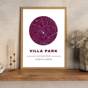 Cartel del estadio de Villa Park, mapa de ubicación del Aston Villa FC, impresión del mapa del estadio de Aston Villa, regalo de Navidad, The Villans FC, regalo para el socio