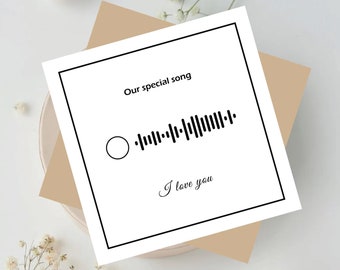 Anniversary Card, Birthday Gift, Spotify Code Card, Scannable QR, Wedding Gift, Playable Code, Our Special Song, First Date, First Night