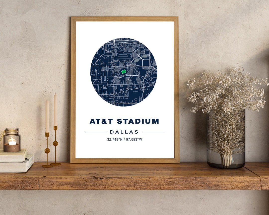 AT&T Stadium Map (digital File Download), Dallas Cowboys FC Location ...