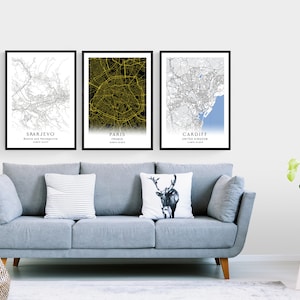Impresión de mapa personalizada, cualquier ubicación, póster con impresión de mapa, oferta 3x2, regalo de aniversario personalizado para pareja, mapa minimalista, regalo de Navidad