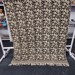 Twin/Queen/King Multi Ikat Throw Handmade Ikat Print Kantha Quilt Kantha Blanket Bed Cover King Kantha Bedspread Bohemian Bedding Reversible Cotton Kantha Sofa Cover (Black, Twin 60X90 Inch