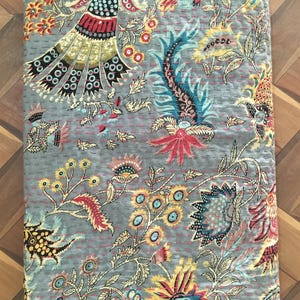 Gray Floral Indian Kantha Quilt Reversible Kantha Throw Hand Block Print Indian Bedspread Queen Kantha Quilt Floral Print Handmade Kantha