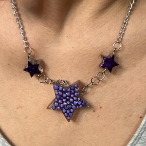 Celestial Star Jewelry Set – Purple Foam Ball Necklace & Earrings
