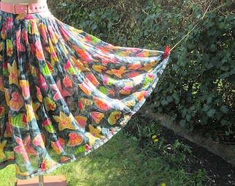 Long Cotton Skirt / Rare Cotton Skirt / Summer Cotton Skirt / Size EUR42 / 44 / UK14 / 16