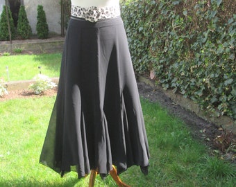 Lange zwarte rok/zeldzame rok vintage/groot formaat rok/cirkelrok/avondrok/elegante rok/maat UK18/20