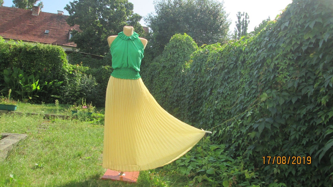 Pleated Long Skirt / Long Yellow Skirt / Skirt for Tall / Yellow Skirt