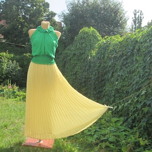 Yellow Pleated Skirt Etsy Singapore