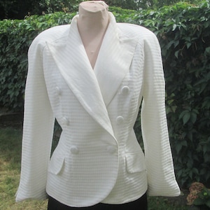 Vintage Christian Dior Cream Jacket: Cotton Silk Blend, Size 12
