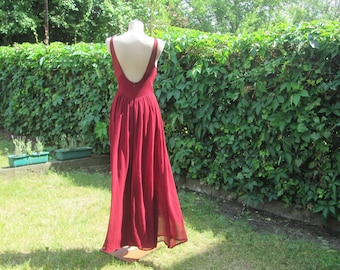 Robe longue / Robe dos nu / Soirée / Fête / Robe longue Vigne rouge / Robe longue rouge foncé / Taille 36 EUR / Robe pour grande taille