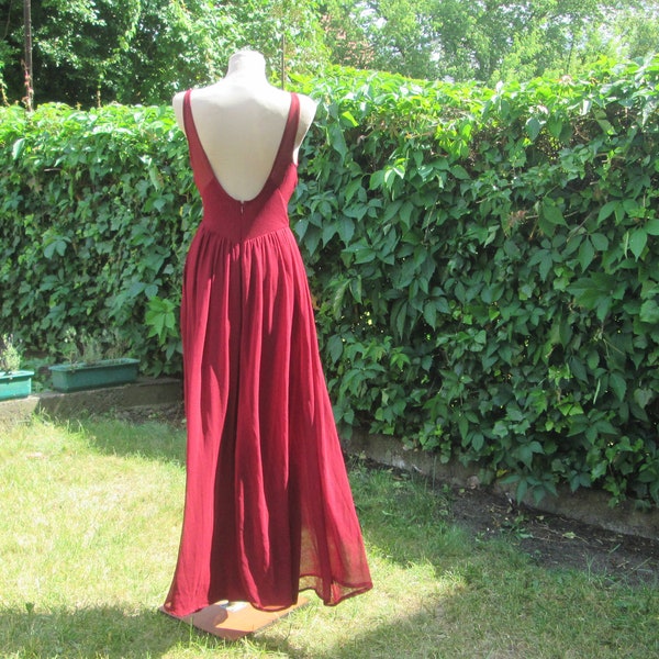 Long Dress / Open Back Dress / Evening / Party / Long Dress Red Vine / Maxi Dress Dark Red / Size EUR36 / UK8 / Dress For Tall