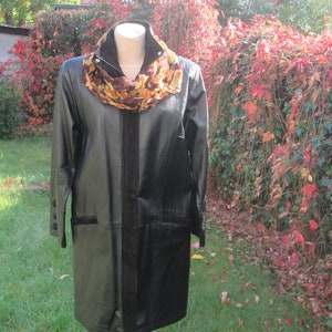 From MILAN Leather Coat / Designer Leather Coat / Black Leather Coat / Womens Leather Coat / Rare Leather Coat Vintage / Size UK10 / 12