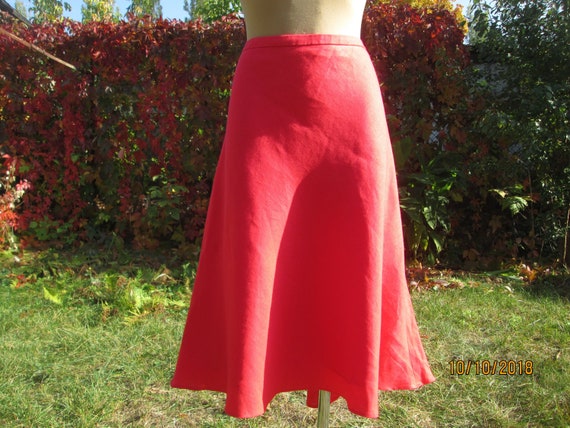 Linen Red Skirt / A Line Linen Skirt / Linen Skir… - image 4