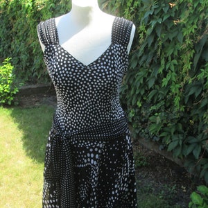 Rare Dress by Malvin / Designer Dress / Circle Dress Midi / Polka Dots Dress / Size EUR42 / UK14 / Black /White / Circle Dress / Dress Midi