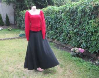Long Wool Skirt / Woolen Skirt Maxi / A Line Skirt / Long Black Skirt / Black Wool Skirt / Rare Skirt Vintage / For Tall / Size EUR36 / UK8