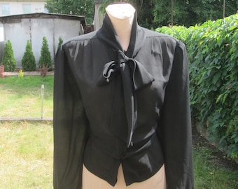 Nice Black Blouse / Rare Blouse Vintage / Size  EUR 46 X UK14 / 18 / Nice Collar / Womens Blouse / Buttoned Blouse