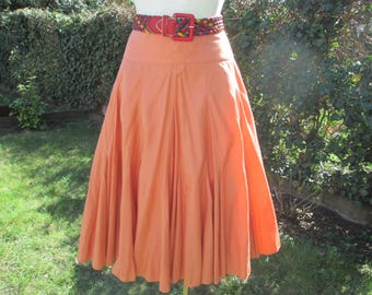 Rare Silk Cotton Skirt Vintage: Salmon, Cotton,  Circle