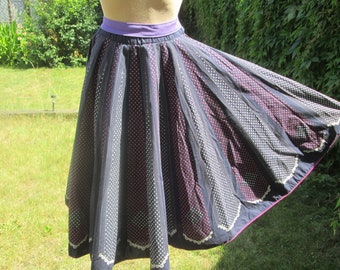 Rare Cotton Skirt / Circle Cotton Skirt / Cotton Full Skirt / Elastic Waist / Size EUR38 / 40 / UK10 / 12 / Trachten / Germany Skirt