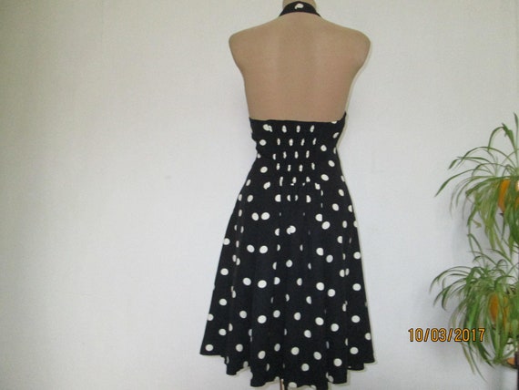 Buttoned Circle Dress / Dress Vintage/ White Polk… - image 5