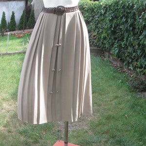 Big Pleated Skirt / Pleated Skirt Beige / Elastic Waistband / Rare Skirt Vintage / Size UK18 / 20 / 22