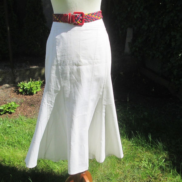 Long Linen Skirt / White Linen Skirt / Linen Skirt Cream / Size EUR42 / UK14 / Linen Skirt Midi / Rare Skirt Vintage