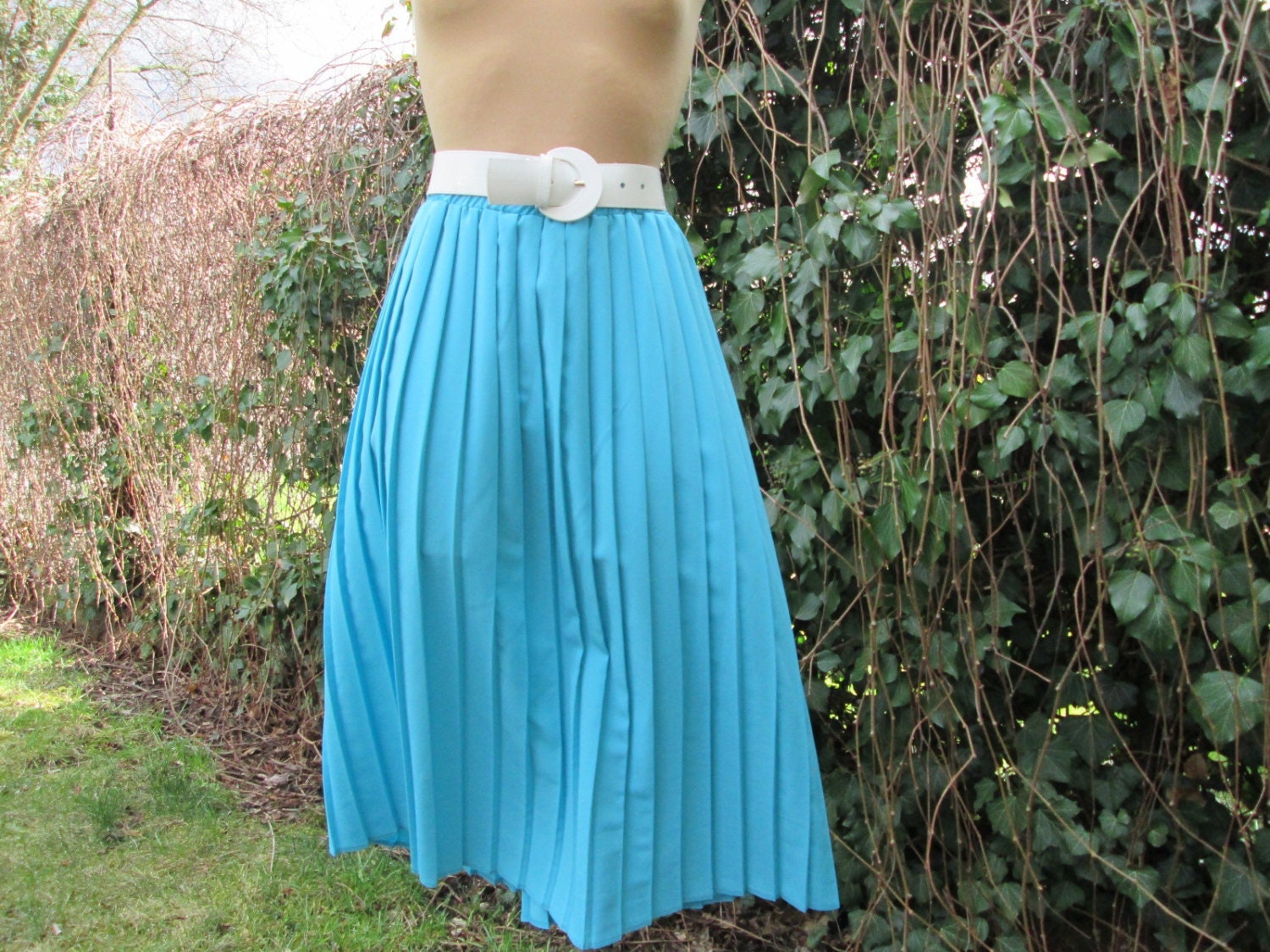 Blue Pleated Skirt Pleated Skirts Skirt Vintage Size EUR44 46 X UK16 18 Elastic Waist Skirt Rare Skirt Vintage Etsy