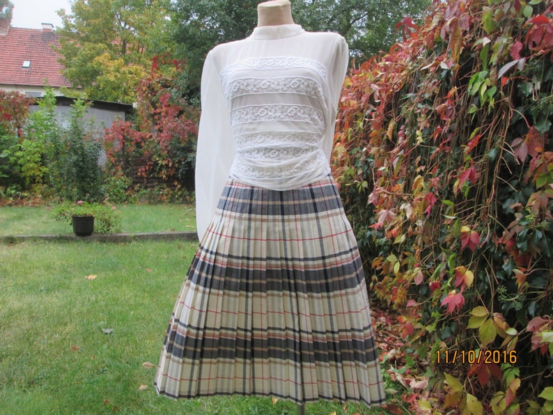 Woolen Pleated Skirt / Pleated Skirt Checkered / Wool Skirt / Woolen Skirt / Rare Skirt Vintage / Skirt Size EUR42 / UK14 image 2