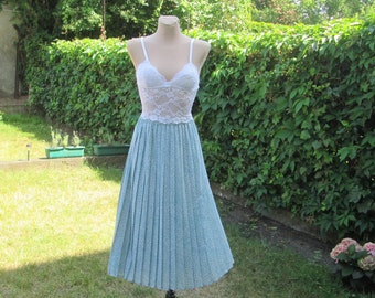 Rare Pleated Skirt / Pleated Skirt Long / Midi / Pleated Skirt Blue / Elastic Waistband / Skirt Size  UK12 / 14 / EUR40 / 42