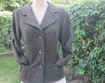 Vintage Tweed Blazer / Tailored Fit Blazer / Classic Button Front | From Laurèl Woolen Jacket: Angora, Cashmere, Silk, EUR38 / UK10