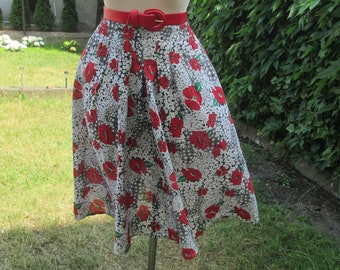 Full Skirt Pockets /Rare  Skirt Vintage / Summer Skirt Pockets / Size EUR44/ UK16 / Skirt Floral / Elastic Waistband / Floral  / Viscose