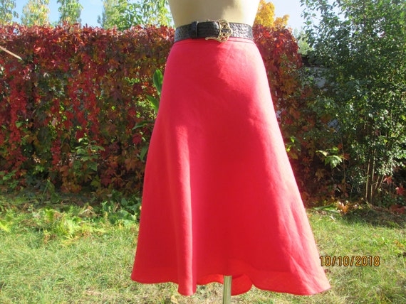 Linen Red Skirt / A Line Linen Skirt / Linen Skir… - image 2