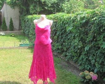 Long Silk Dress / Long Dress Magenta / Size EUR44 / 46 / UK14 / 16 / Rare Dress