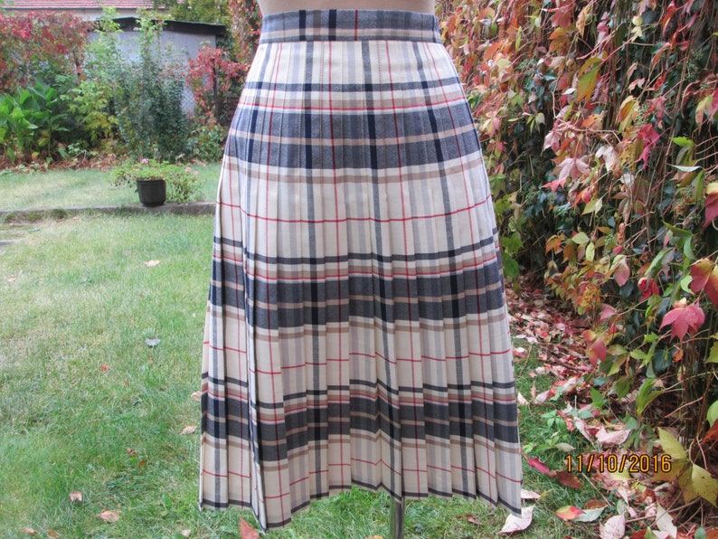 Woolen Pleated Skirt / Pleated Skirt Checkered / Wool Skirt / Woolen Skirt / Rare Skirt Vintage / Skirt Size EUR42 / UK14 image 4