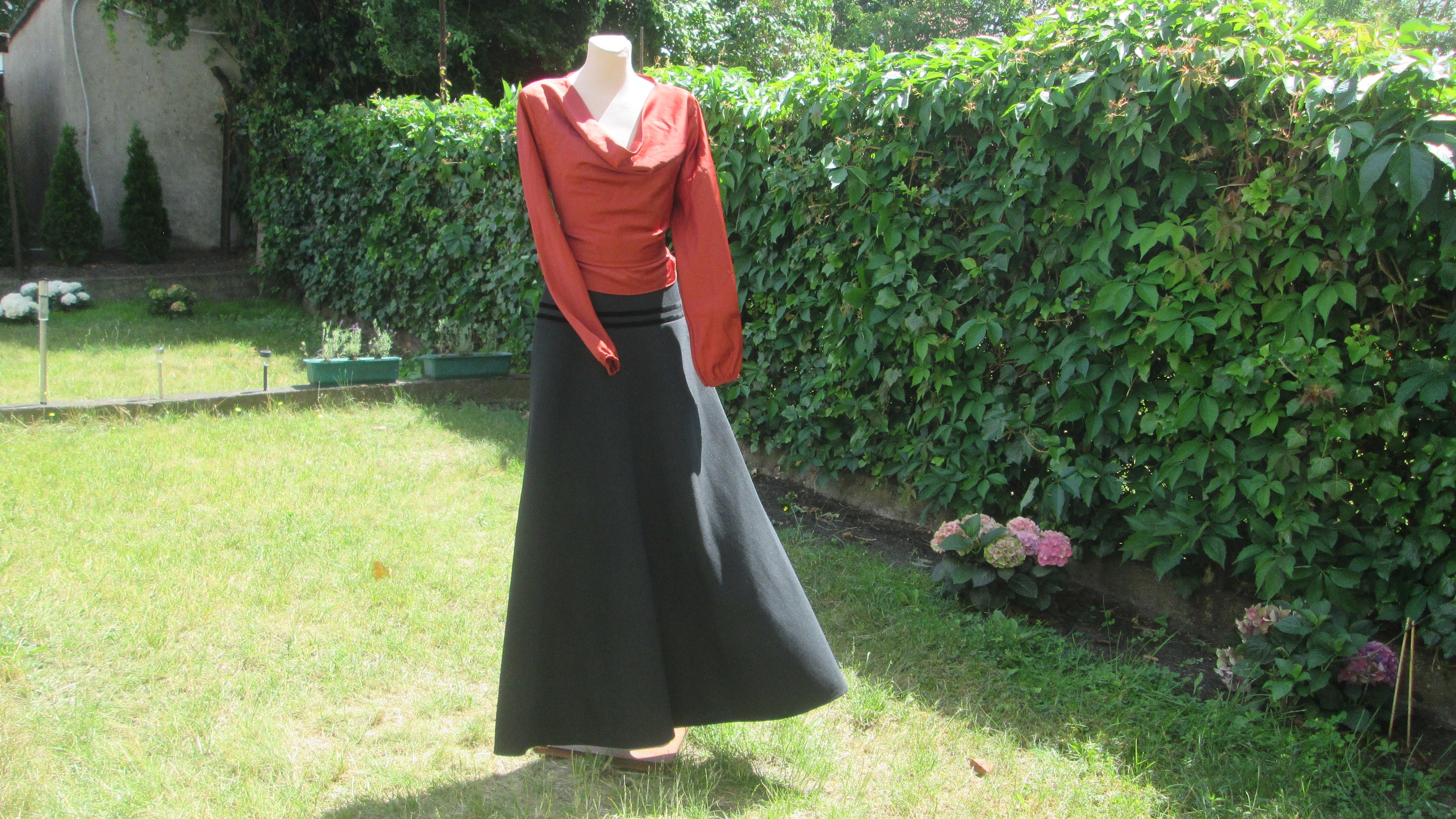 Pure Wool High Waist Long A-Line Skirt