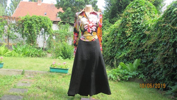 Black Linen Skirt / Skirt Vintage / Linen Linen S… - image 5