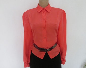 Buttoned Blouse / Blouse Vintage / Orange Blouse / Womens Blouse /  Size EUR38 / 40 / UK10 / 12 / Rare Blouse Vintage